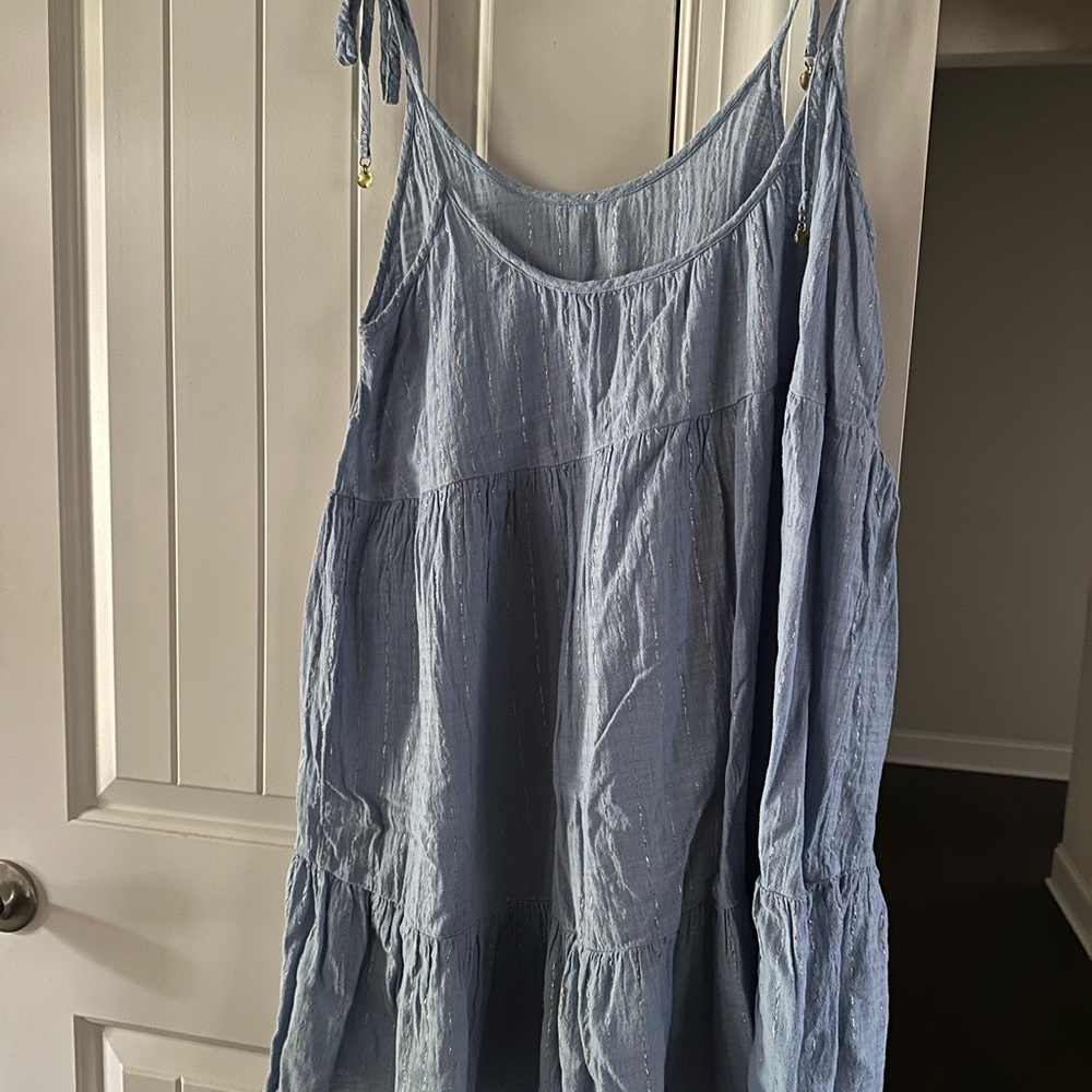 Aerie Blue & Gold Ruffled Sundress Size M - Picture 2 of 5
